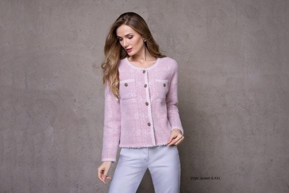 Passioni Dusted Pink/White Knit Jacket Style 2308