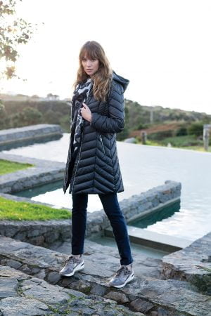 Marble Charcoal Puffer Coat Style 5948