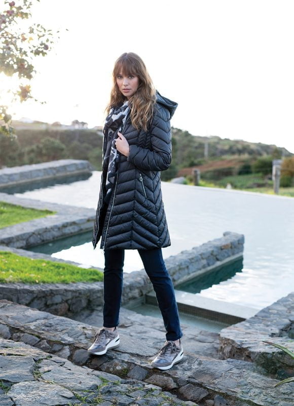 Marble Charcoal Puffer Coat Style 5948