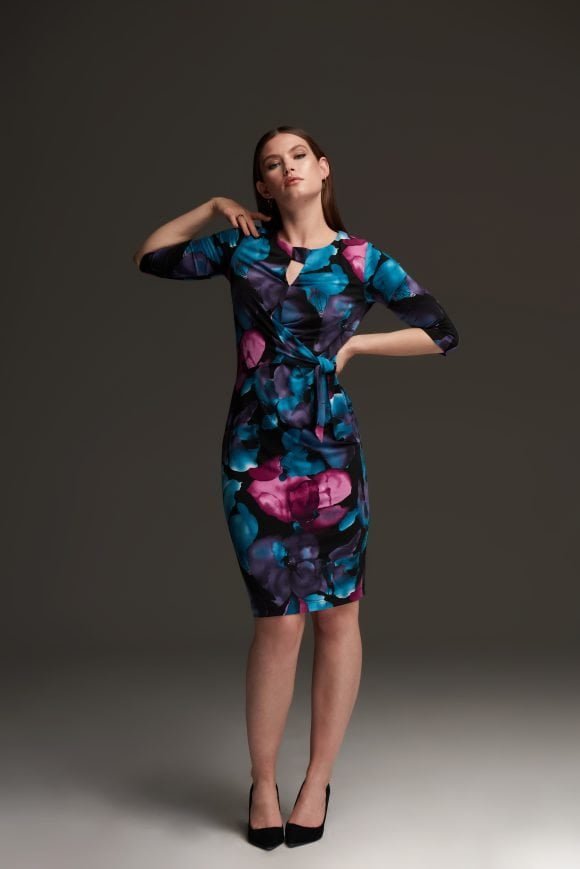 Joseph Ribkoff Black/Multi Print Dress Style 213720
