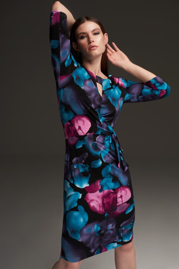 Joseph Ribkoff Black/Multi Print Dress Style 213720