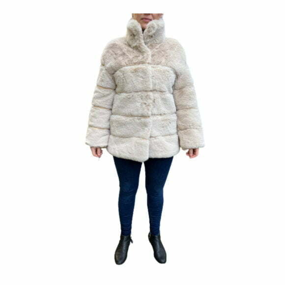 Passioni Beige Faux Fur Coat Style 10231