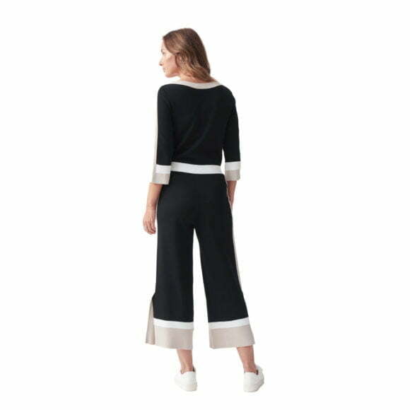 Joseph Ribkoff Black/Vanilla/Moonst Knit Trousers Style 221917