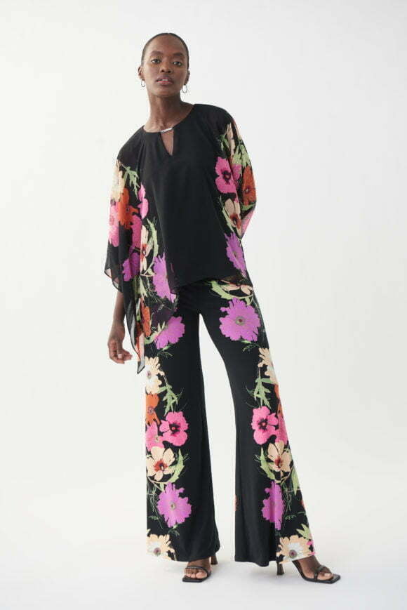 Joseph Ribkoff 222273 Black/Multi Floral Trousers