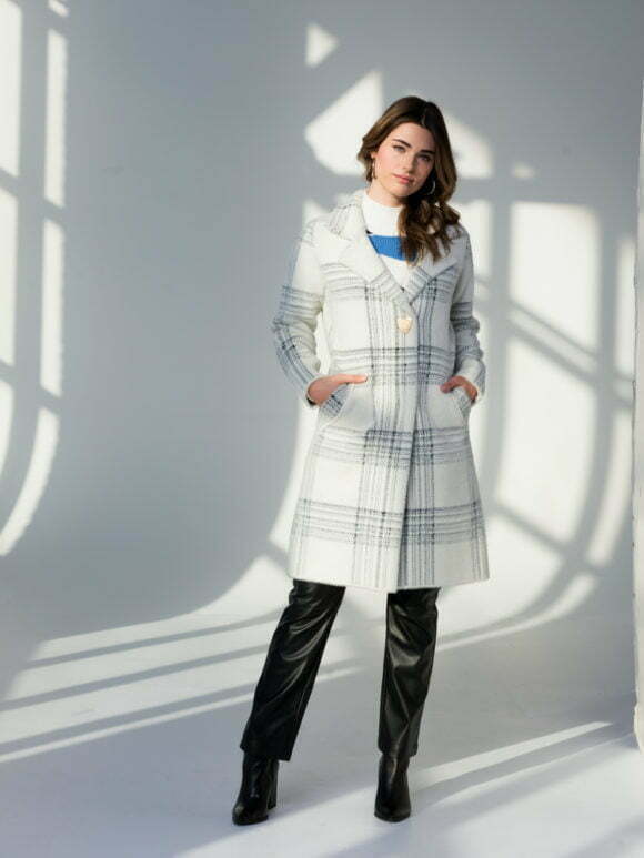 Alison Sheri A40308 Cream/Black Knit Coat