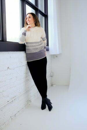 Alison Sheri A40392 Vanilla/Grey Knit Jumper