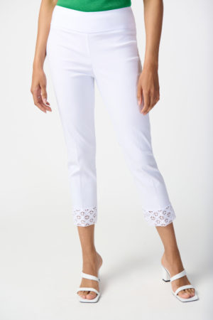 Joseph Ribkoff 241102 White Lace Detail Trousers