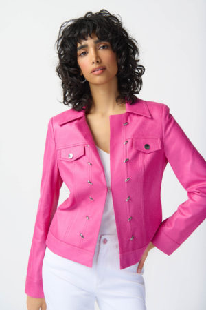 Joseph Ribkoff 241911 Bright Pink Faux Suede Jacket