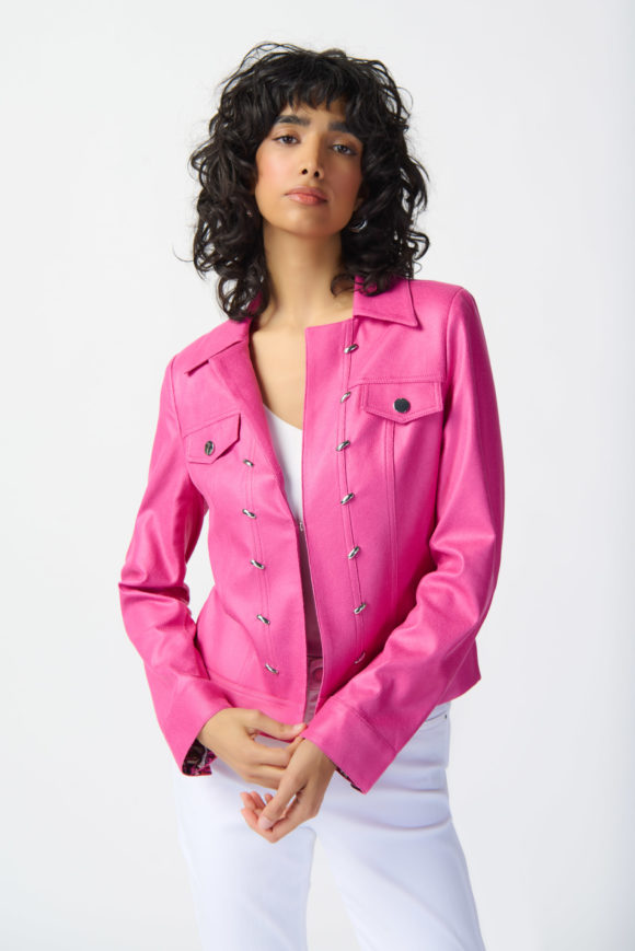 Joseph Ribkoff 241911 Bright Pink Faux Suede Jacket