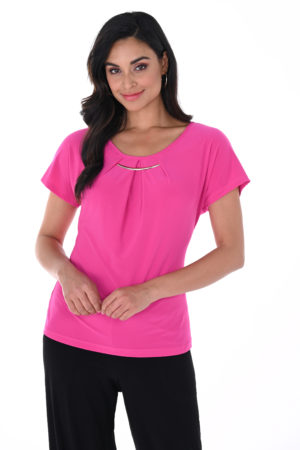 Frank Lyman 246009 Bright Pink Pleated Detail Top