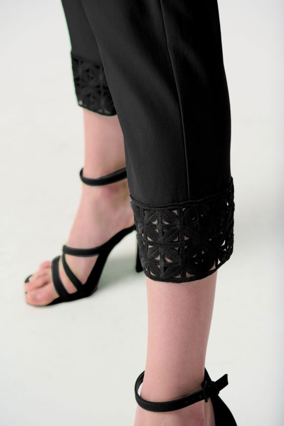 Joseph Ribkoff 241102 Black Lace Detail Trousers