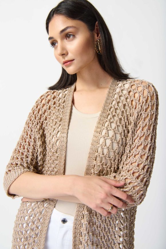 Joseph Ribkoff Champagne Knit Cover Up Style 2412902